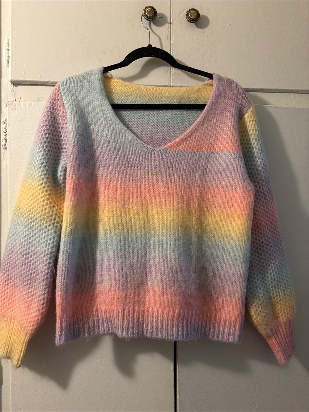 Pastel Rainbow V-Neck Women’s Sweater